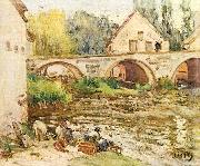 Alfred Sisley Die Wascherinnen von Moret painting